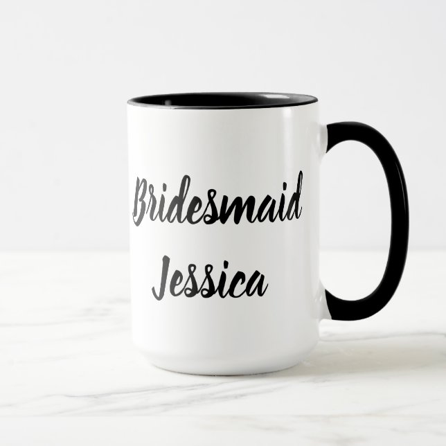 Bridesmaid Black Elegant Script Gifts Weddings Mug (Right)