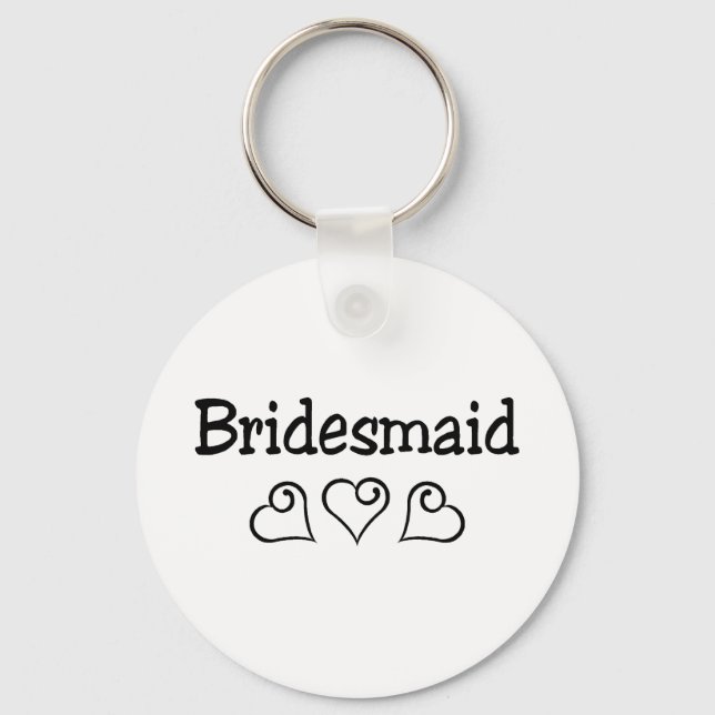 Bridesmaid Black Hearts Keychain (Front)