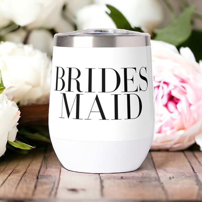 Bridesmaid Black Modern Elegant Personalized  Thermal Wine Tumbler (Creator Uploaded)