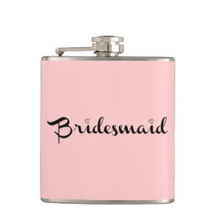 Bridesmaid Black On Pink Flask
