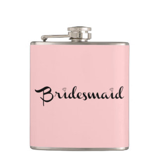 Bridesmaid Black On Pink Flask