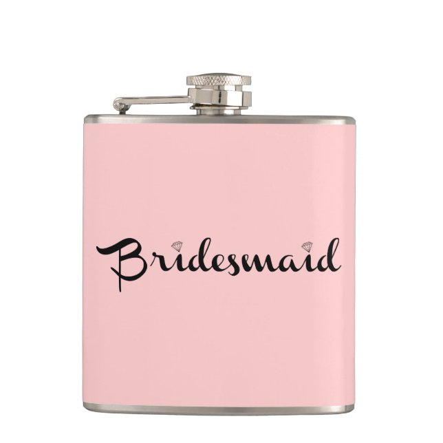 Bridesmaid Black On Pink Flask (Front)