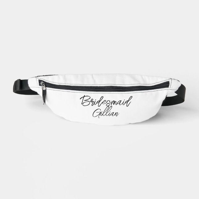 Bridesmaid Black Text on White Fanny Pack (Front)