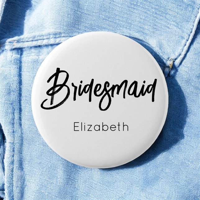 Bridesmaid Black White Wedding Button (Creator Uploaded)