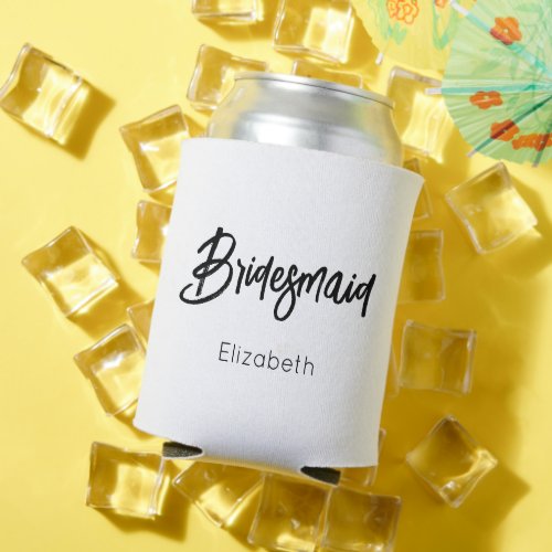 Bridesmaid Black White Wedding Can Cooler