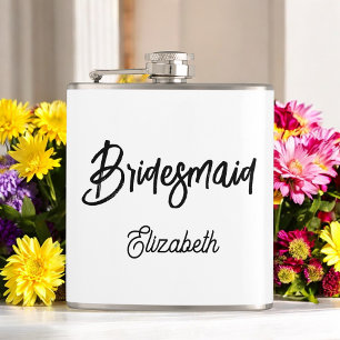Bridesmaid Black White Wedding Flask
