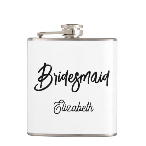 Bridesmaid Black White Wedding  Flask