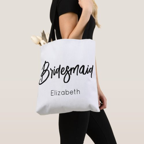 Bridesmaid Black White Wedding  Tote Bag