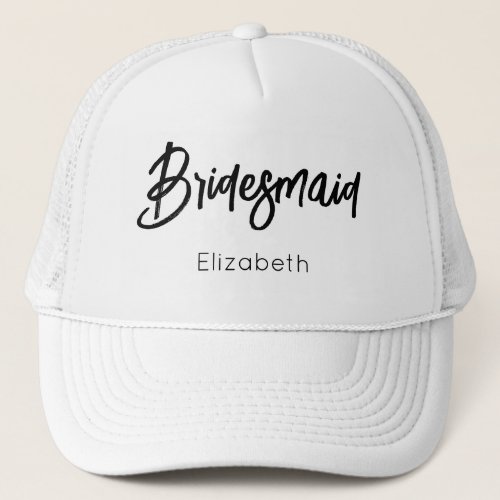 Bridesmaid Black White Wedding  Trucker Hat