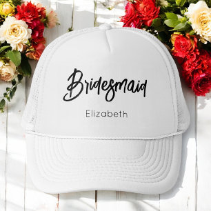 Bridesmaid Black White Wedding  Trucker Hat