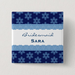 Bridesmaid Blue Floral Pattern and Lace H909G Button