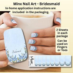 Bridesmaid, Blue Peony Wedding Set Minx Nail Art