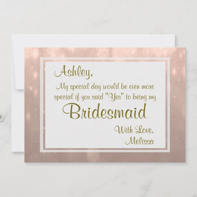 Bridesmaid  | Blush Bokeh Invitation (Front)