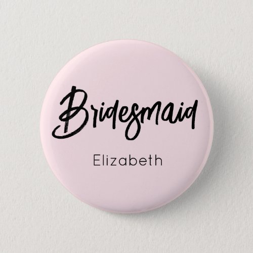 Bridesmaid Blush Pink Black Wedding   Button