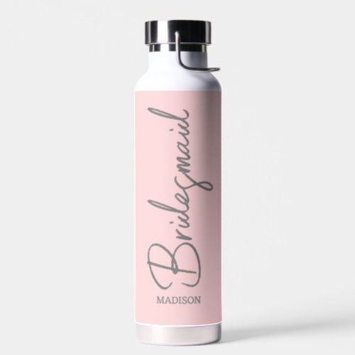Bridesmaid Blush Pink Chic Script Personalized Water Bottle