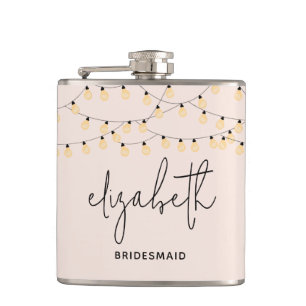 Bridesmaid Blush Pink Modern Script Flask