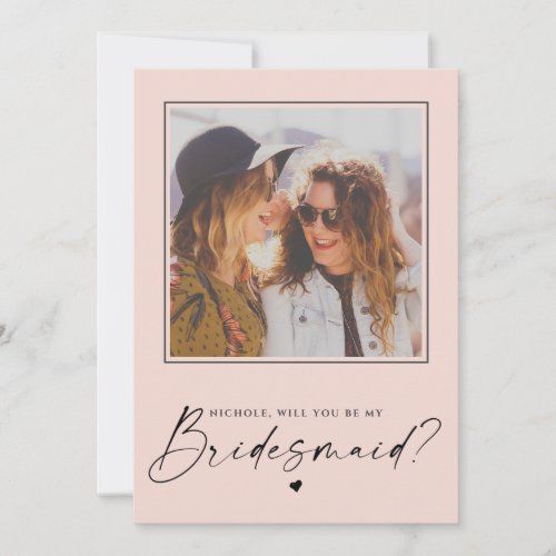 Bridesmaid Blush-Pink Proposal Photo Card