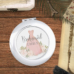 Bridesmaid Blush Watercolor Floral Elegant Compact Mirror<br><div class="desc">thank You for being my Bridesmaid. A stylish trendy typography design. Featuring thank you bridesmaids wedding,  bridal shower bridesmaid,  floral flowers favor ideas,  blush pink,  girly feminine,  rose gold,  modern elegant glam,  name,  vintage,  with pretty pink watercolor roses</div>