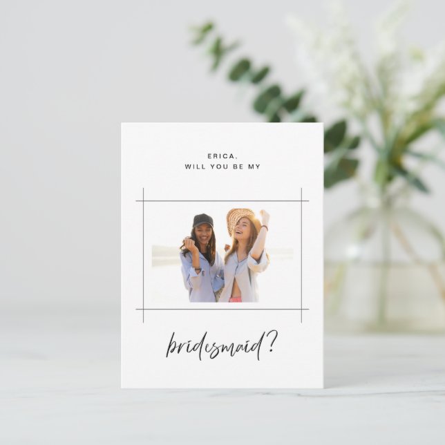 Bridesmaid Bridal Party Proposal Photo Postcard (Standing Front)