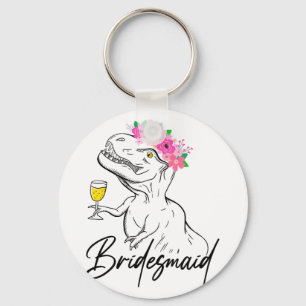 Bridesmaid Bride Flower Floral Dinosaur Bacheloret Keychain
