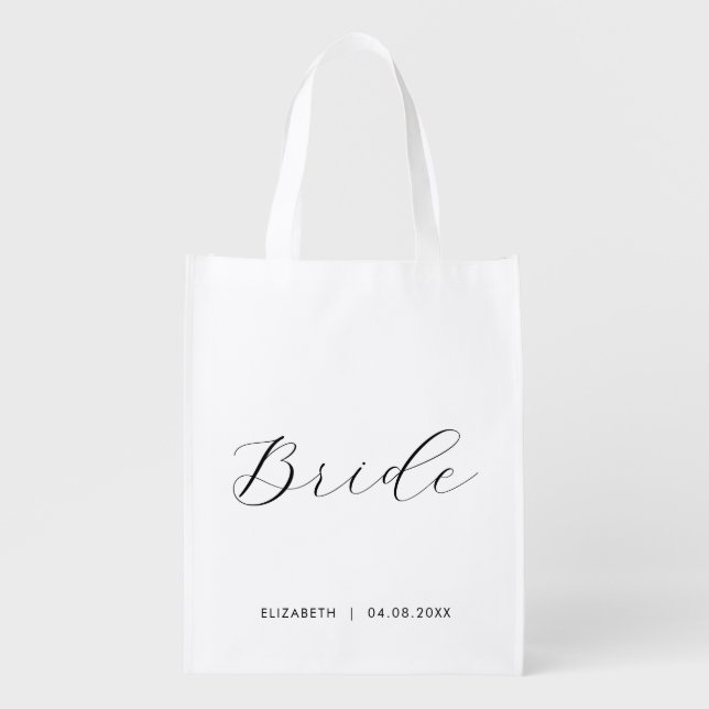Bridesmaid Bride Gifts Template Modern Shopping Grocery Bag (Front)
