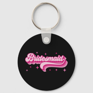 Bridesmaid Bride Retro Wedding Bridal Party Bachel Keychain