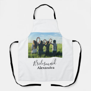 Bridesmaid bride squad name calligraphy photo gift apron