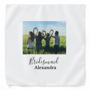 Bridesmaid bride squad name calligraphy photo gift bandana