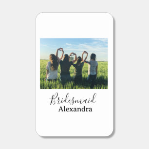 Bridesmaid bride squad name calligraphy photo gift matchboxes