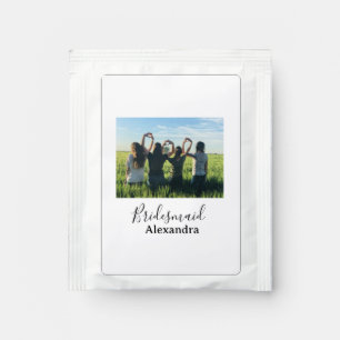 Bridesmaid bride squad name calligraphy photo gift tea bag drink mix