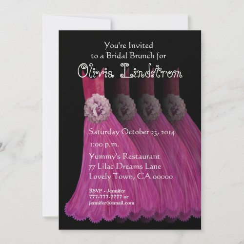 Bridesmaid Brunch Pink Dresses Metallic Paper Personalized Announcements