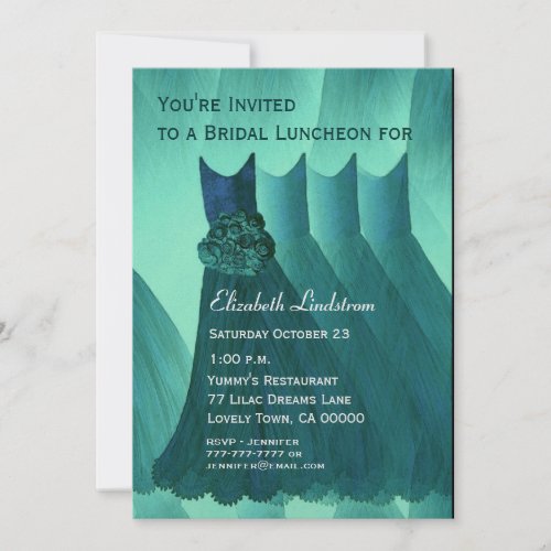 Bridesmaid Brunch Teal Green Dresses Metallic Announcement
