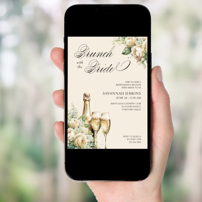 Bridesmaid Brunch with the Bride Champage Roses Invitation (Front Digital)