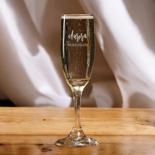 Bridesmaid Brush Handwritten Simple Champagne Flute