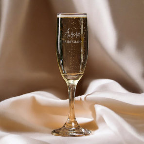Bridesmaid Brush Handwritten Simple Champagne Flute