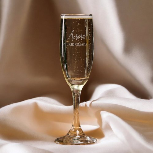 Bridesmaid Brush Handwritten Simple Champagne Flute