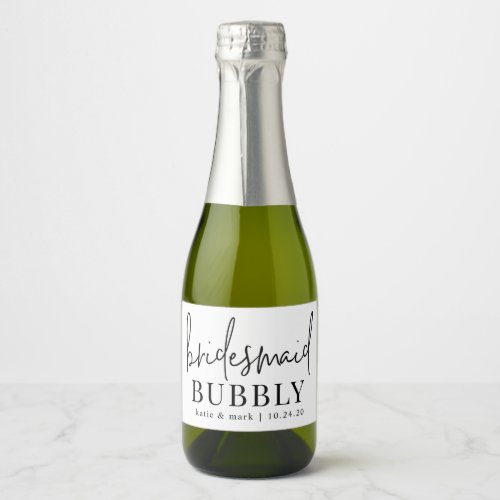 Bridesmaid Bubbly Mini Sparkling Wine Labels