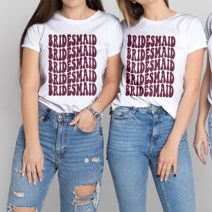 Bridesmaid Burgundy Custom Matching Bridal Party T-Shirt