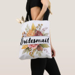 Bridesmaid Burgundy Floral Text Fall Wedding  Tote<br><div class="desc">Bridesmaid,  floral,  fall tote bag. Perfect for Bridal shower,  bachelorette.</div>