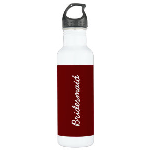 Bridesmaid Burgundy Red Wedding Bridal Gift Favor  Stainless Steel Water Bottle