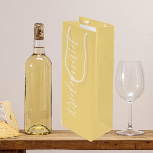 Bridesmaid Buttercup Yellow Stylized Script Wine Gift Bag