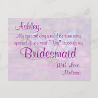 Bridesmaid | Butterfly Bokeh Lights Postcard