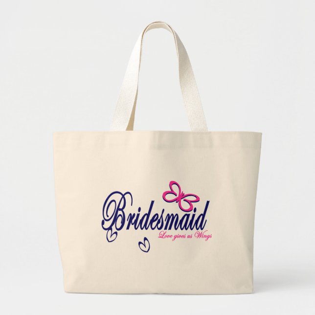 Bridesmaid/ Butterfly theme Large Tote Bag (Front)