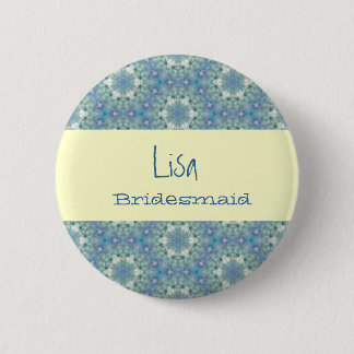 Bridesmaid Button Sweet Blue Stars Pattern