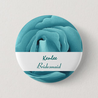 BRIDESMAID Button with AQUA BLUE Rose V03