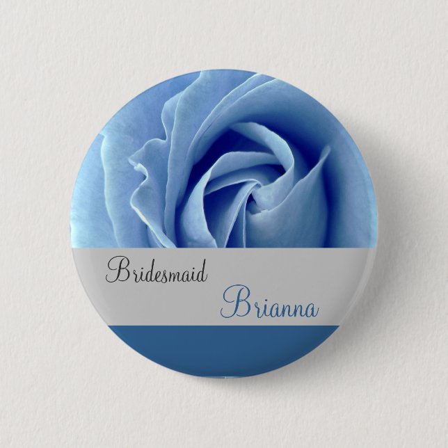 BRIDESMAID Button with BLUE Rose (Front)