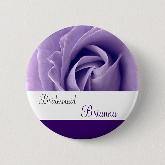 BRIDESMAID Button with PURPLE Rose V3