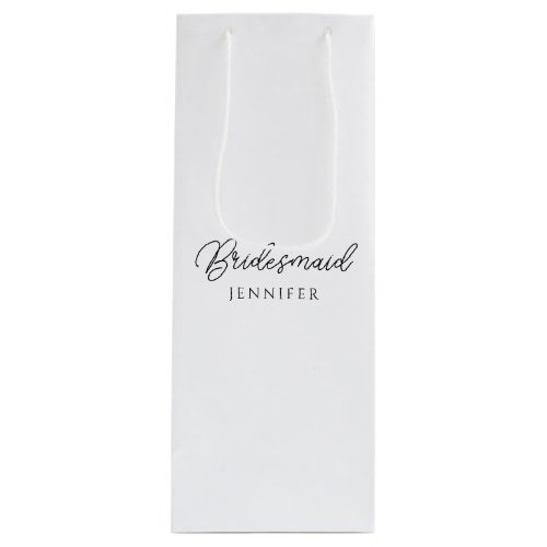 Bridesmaid Calligraphy Script Name Custom Top Wine Gift Bag
