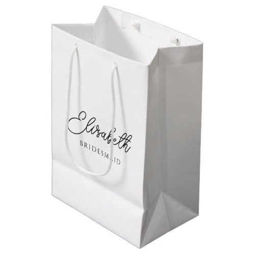 Bridesmaid Calligraphy Script Name Top Custom Medium Gift Bag
