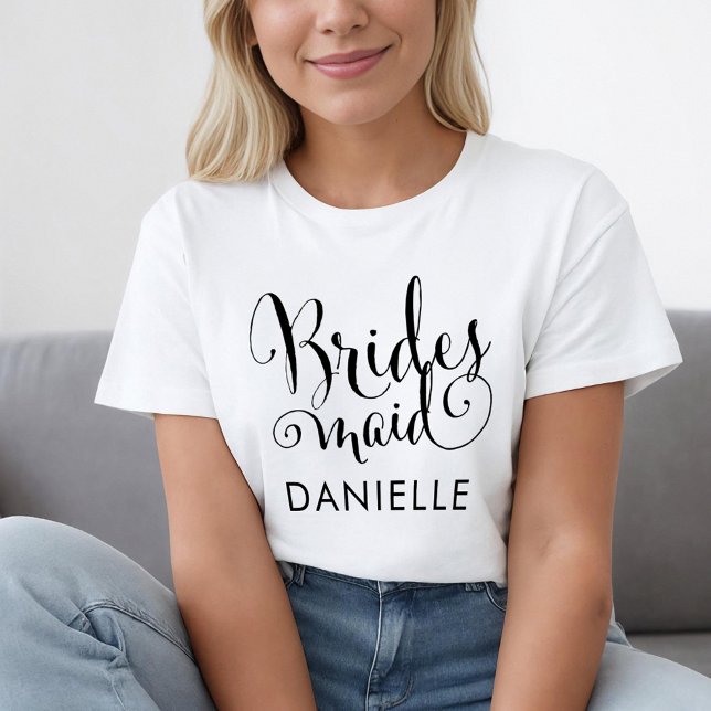 Bridesmaid Calligraphy Wedding Name T-Shirt (Creator Uploaded)